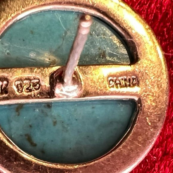 Signed Whitney Kelly Sterling Silver and Turquoise Button Earrings - Picture 2 of 5